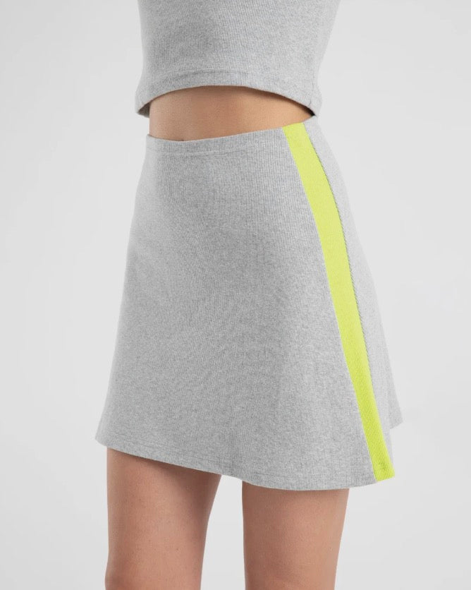 Summi Summi - Mini A Line Skirt | Grey Apple Stripe