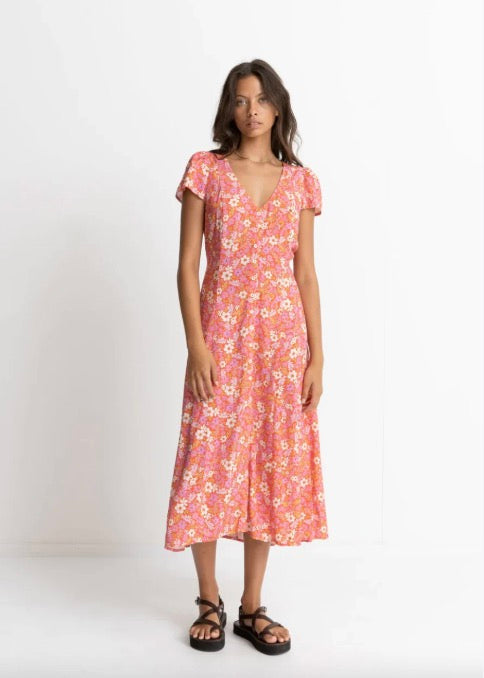 Rhythm Luna Floral Cap Sleeve Midi Dress