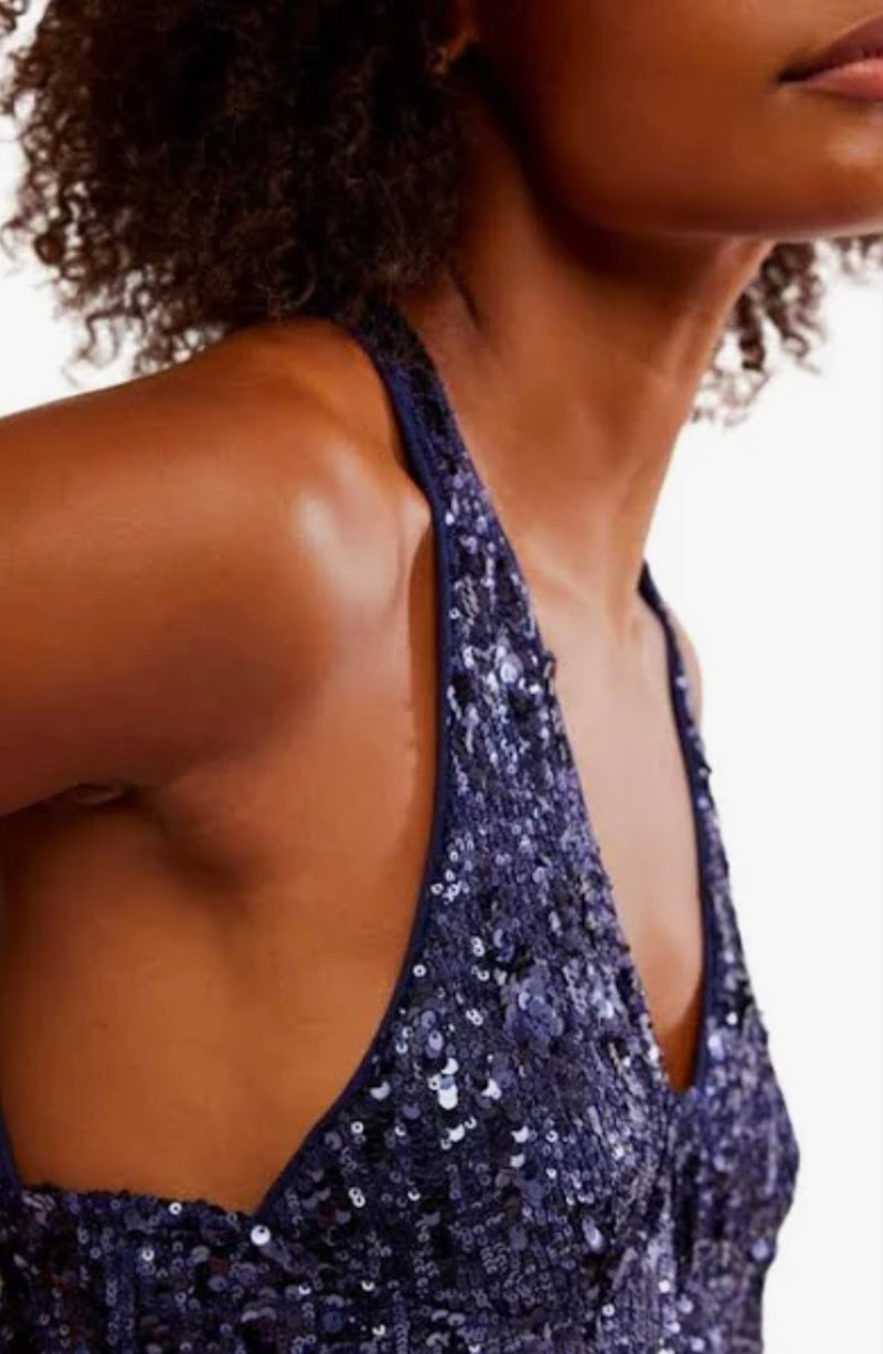 Free People Bejeweled Mini Slip Navy