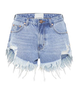 One Teaspoon - Outlaws Low Waist Mid Length Denim Shorts - Bolt Blue