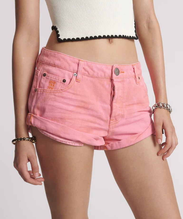 One Teaspoon - Bandits Low Waist Denim Shorts - Pink Kiss