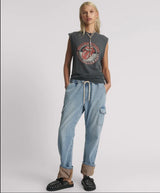 One Teaspoon - Cargo Shabbies Low Waist Drawstring Boyfriend Denim Jeans - Blue Tobacco