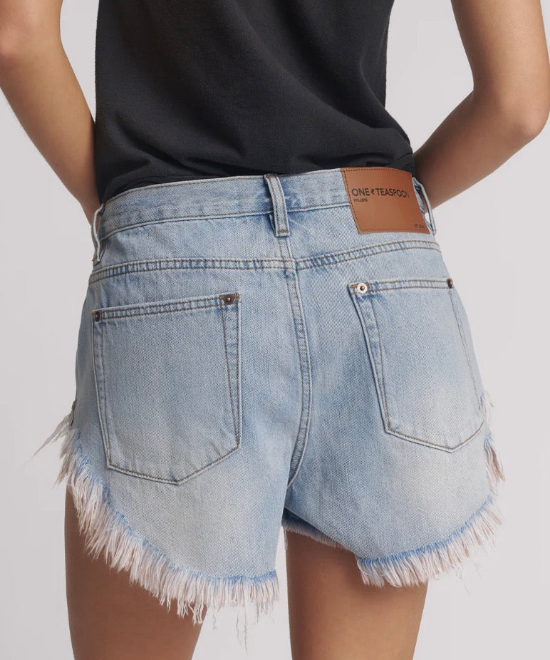 One Teaspoon - Rollers Low Waist Denim Shorts - Blue Tobacco