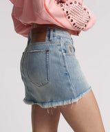 One Teaspoon - Junkyard Low Waist Relaxed Mini Denim Skirt - Blue Tobacco