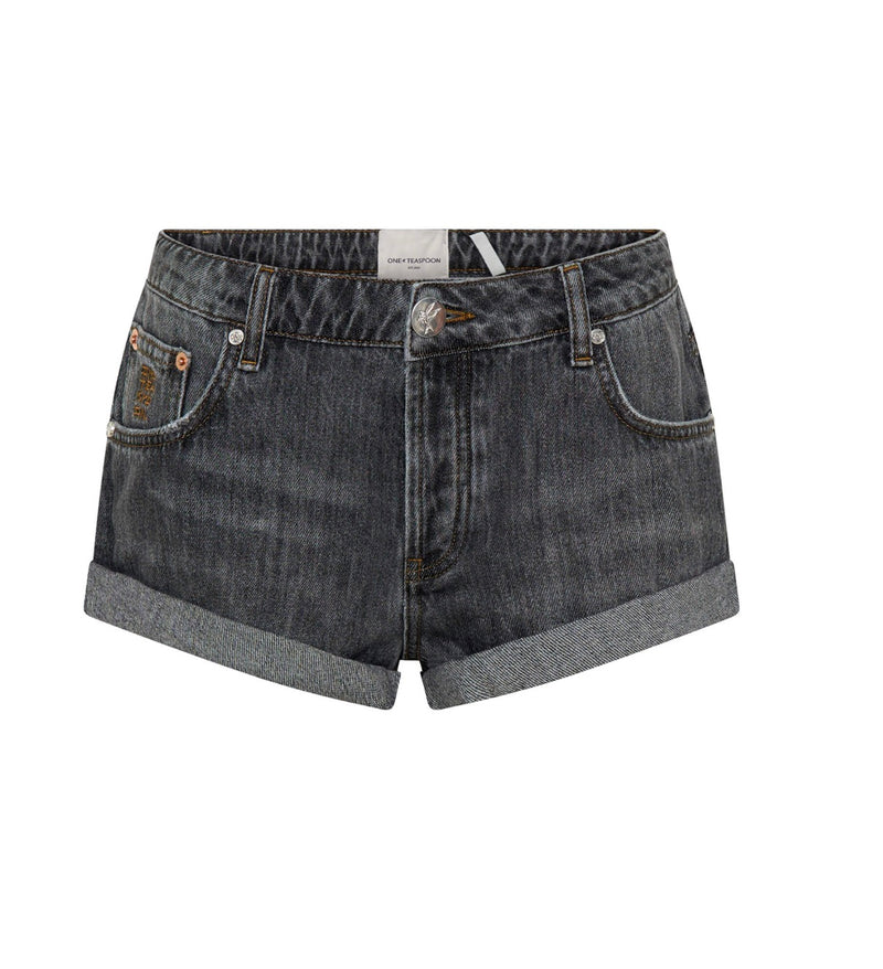 One Teaspoon - Bandits Low Waist Denim Shorts - Charcoal Black