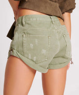 One Teaspoon - Bandits Low Waist Denim Shorts - Super Khaki