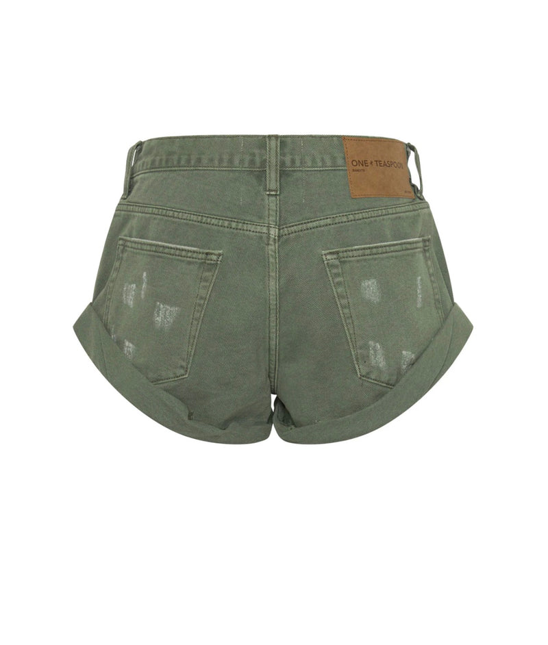 One Teaspoon - Bandits Low Waist Denim Shorts - Super Khaki