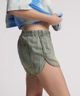 One Teaspoon - Dylan Low Waist 70s Elasticated Denim Shorts - Blue Sand