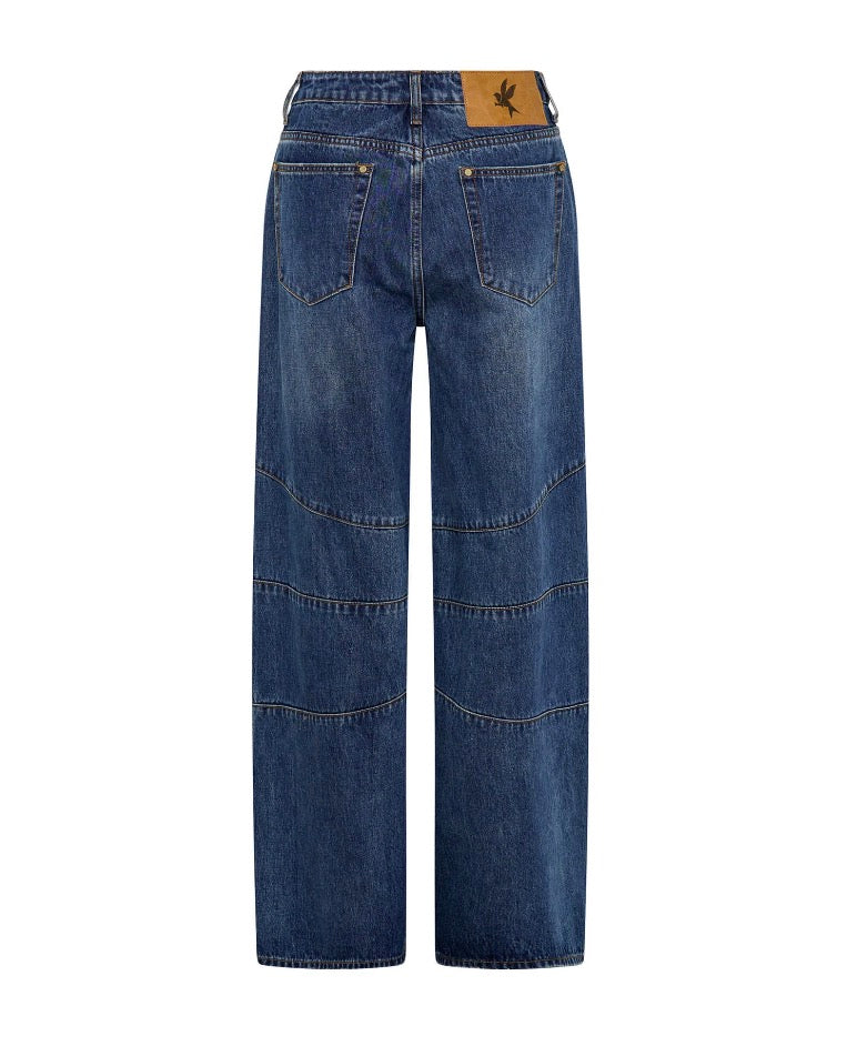 One Teaspoon - Barrel Mid Waist Wide Leg Denim Jeans - Dirty Blue Love