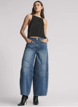 One Teaspoon - Barrel Mid Waist Wide Leg Denim Jeans - Dirty Blue Love