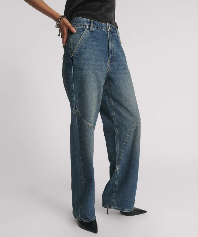 One Teaspoon - Western Wonders Mid Waist Straight Leg Denim Jeans - Blue Thunder