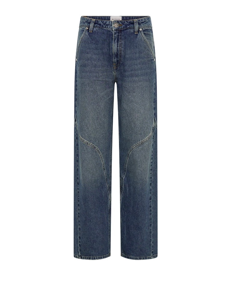 One Teaspoon - Western Wonders Mid Waist Straight Leg Denim Jeans - Blue Thunder