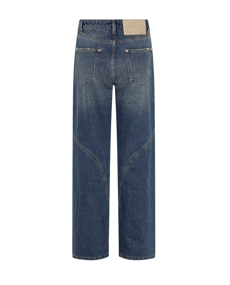 One Teaspoon - Western Wonders Mid Waist Straight Leg Denim Jeans - Blue Thunder