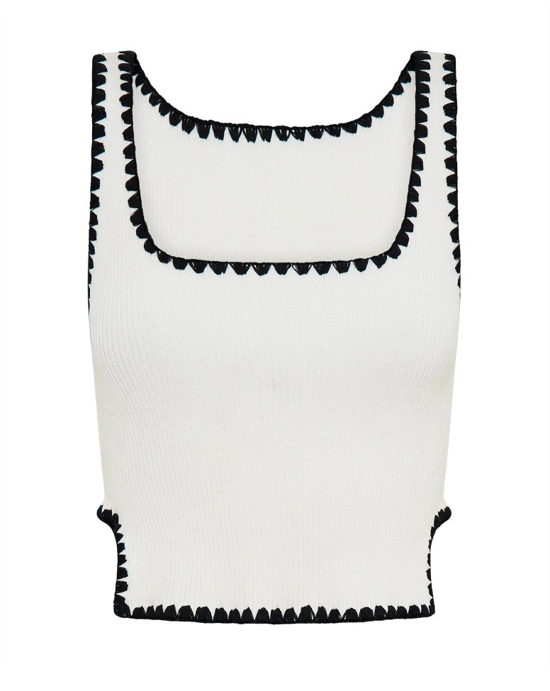 One Teaspoon - Knitted Scallop Tank Top - Cream