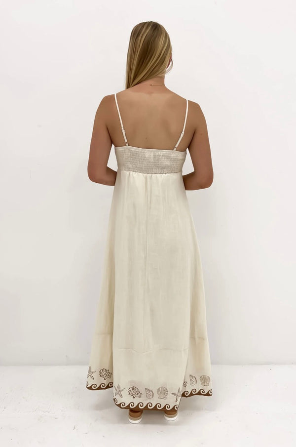 By Frankie Maxi Dress Beige Shell Wave