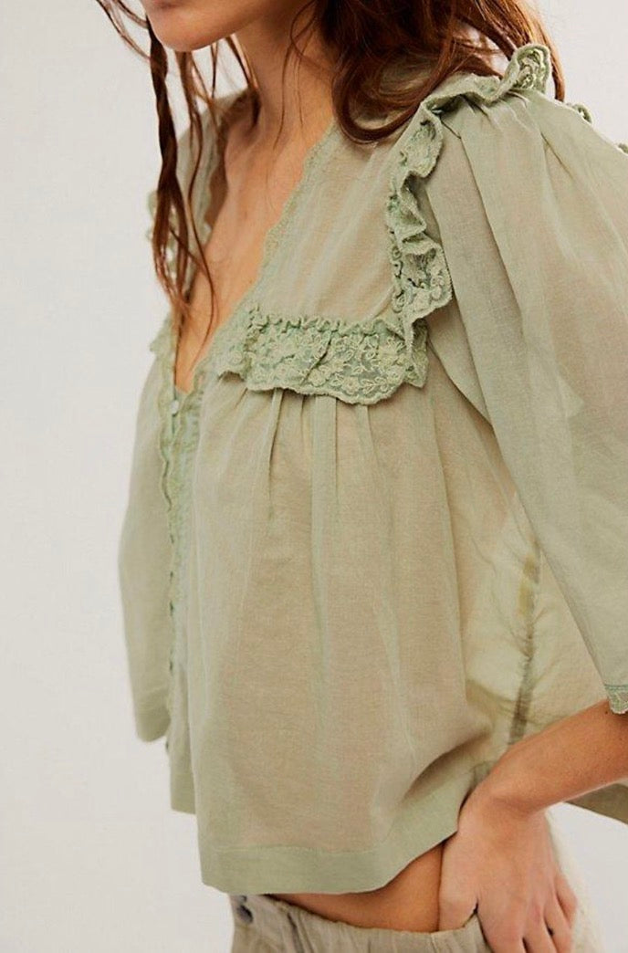 Free People - Mermaid Tails Top - Green