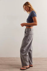 Free People - Good Luck Mid-Rise Barrel Jeans - Falcon Grey