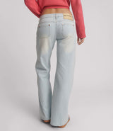 One Teaspoon - Johnnies Low Waist Wide Leg Flared Denim Jeans - Le Surf Blue