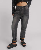 One Teaspoon - Bandits Low Waist Boyfriend Denim Jeans - Worn Black