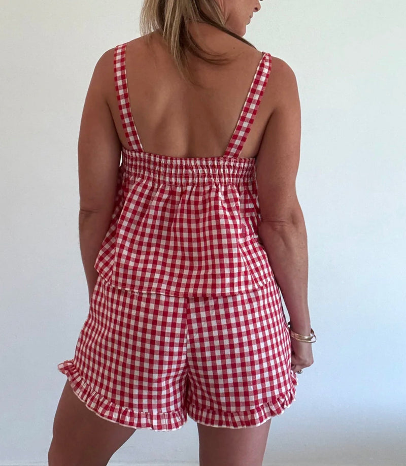 By Frankie Red and White Gingham two piece set