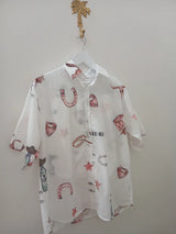By Frankie Rodeo Button up Shirt & Shorts Set - PINK | WHITE