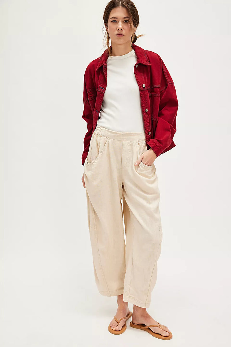 Free People High Road Solid Pull-On Barrel Pants