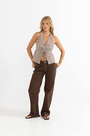Rhythm Birdie Halter Top Brown