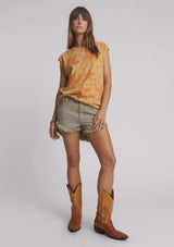 One Teaspoon - Polka Star Hand Sprayed Howdy Unisex Tank Top - Ochre