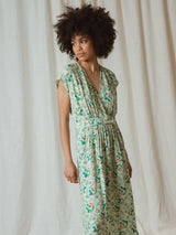 Indi & Cold Eli Bougainvillea false wrap front dress Aloe