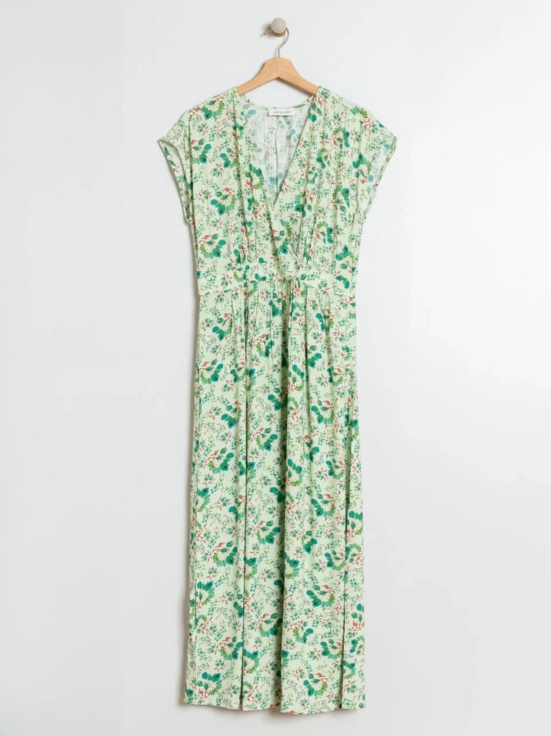 Indi & Cold Eli Bougainvillea false wrap front dress Aloe