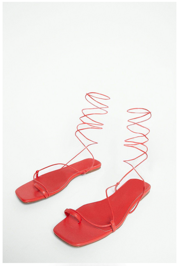 Strappy Flat Sandal | Red
