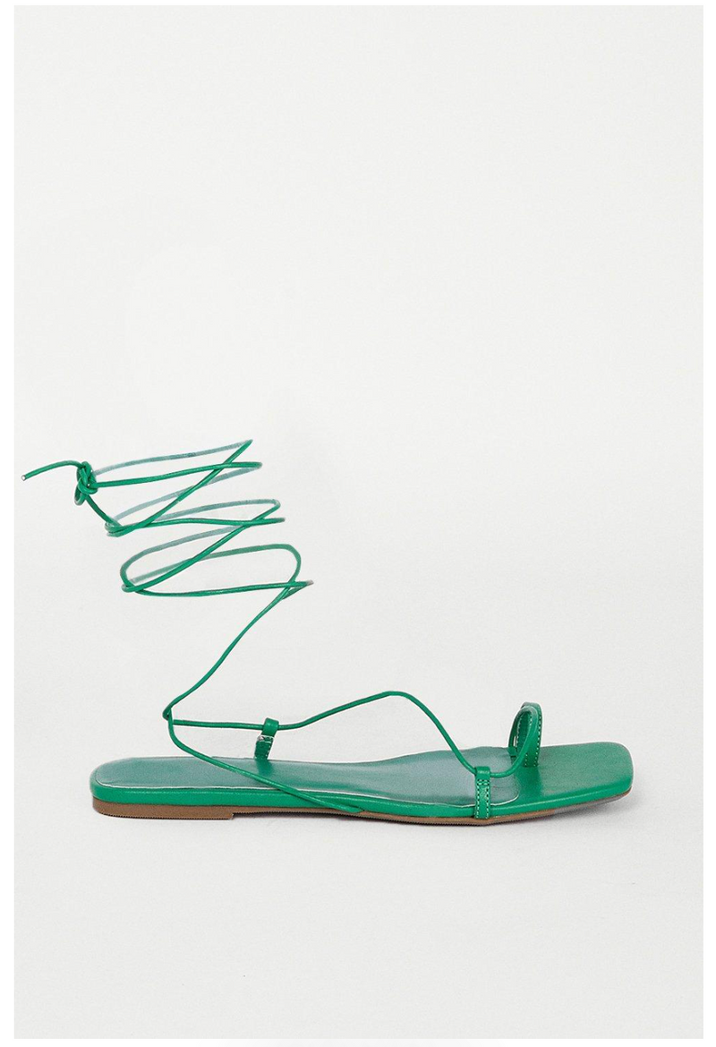 Strappy Flat Sandal | Green
